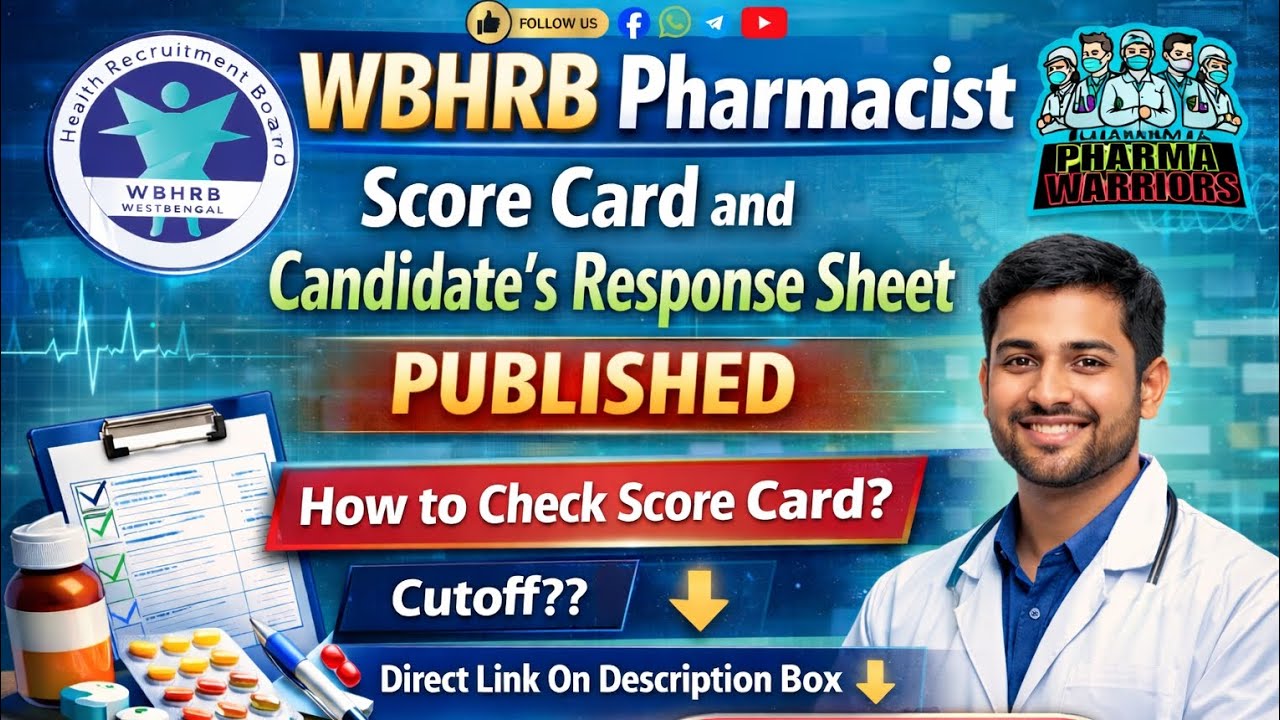 WBHRB PHARMACIST Score Card & Candidates Response Sheet Published || How to Check WBHRB Score Card?
