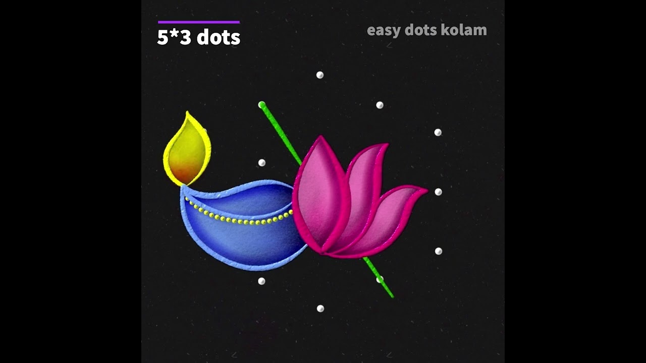 Daily Rangoli kolam 5-3 dots | easy muggulu design #colourrangoli #easydotskolam #simplerangoli