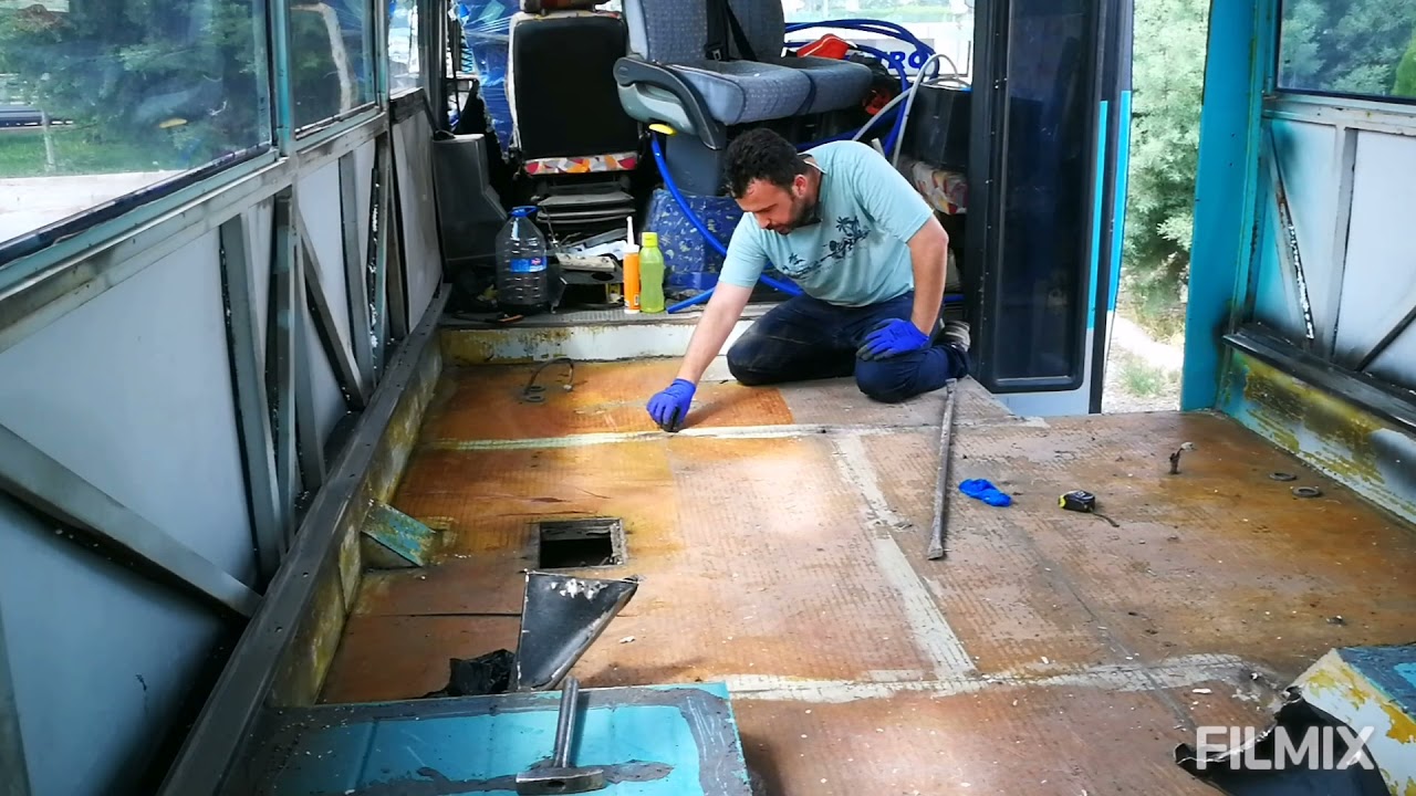 Karavan yapımı Iveco M 50 taban tahtalarını söktük DIY  transforming a bus to RV