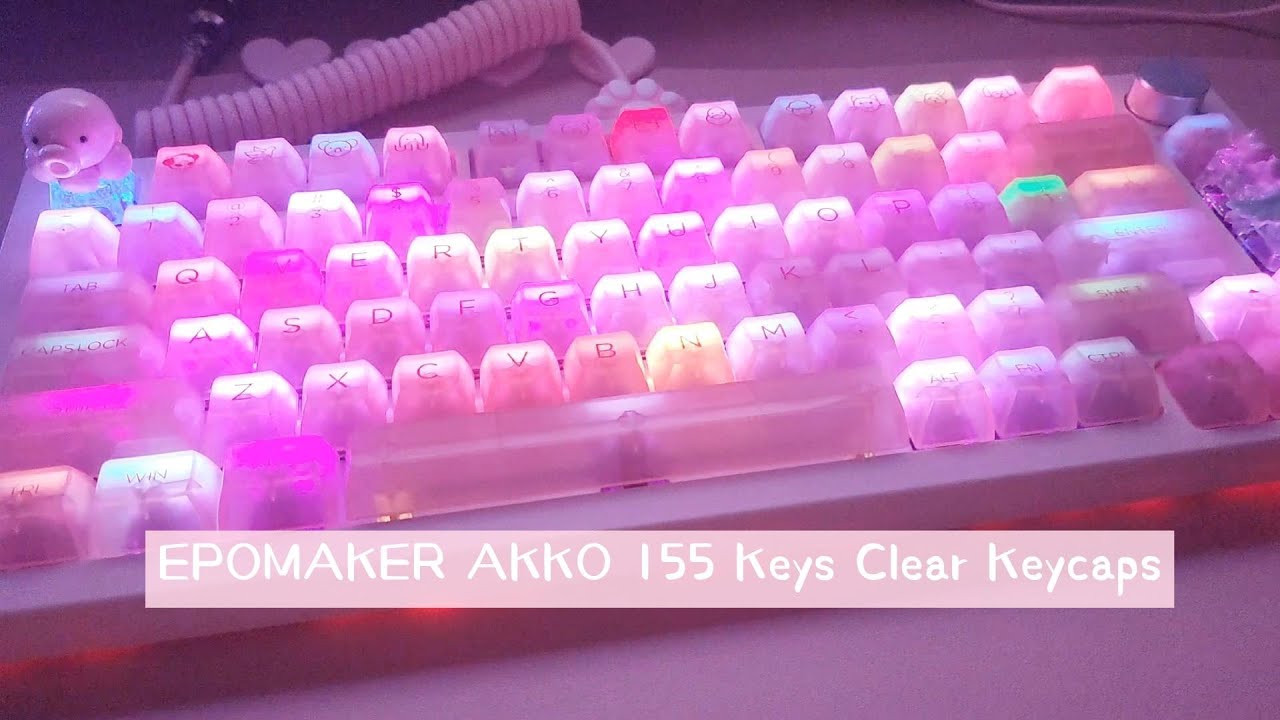 ☁️EPOMAKER AKKO 155 Keys Clear Keycaps Polycarbonate ASA Profile Transparent Set | Unboxing | pink