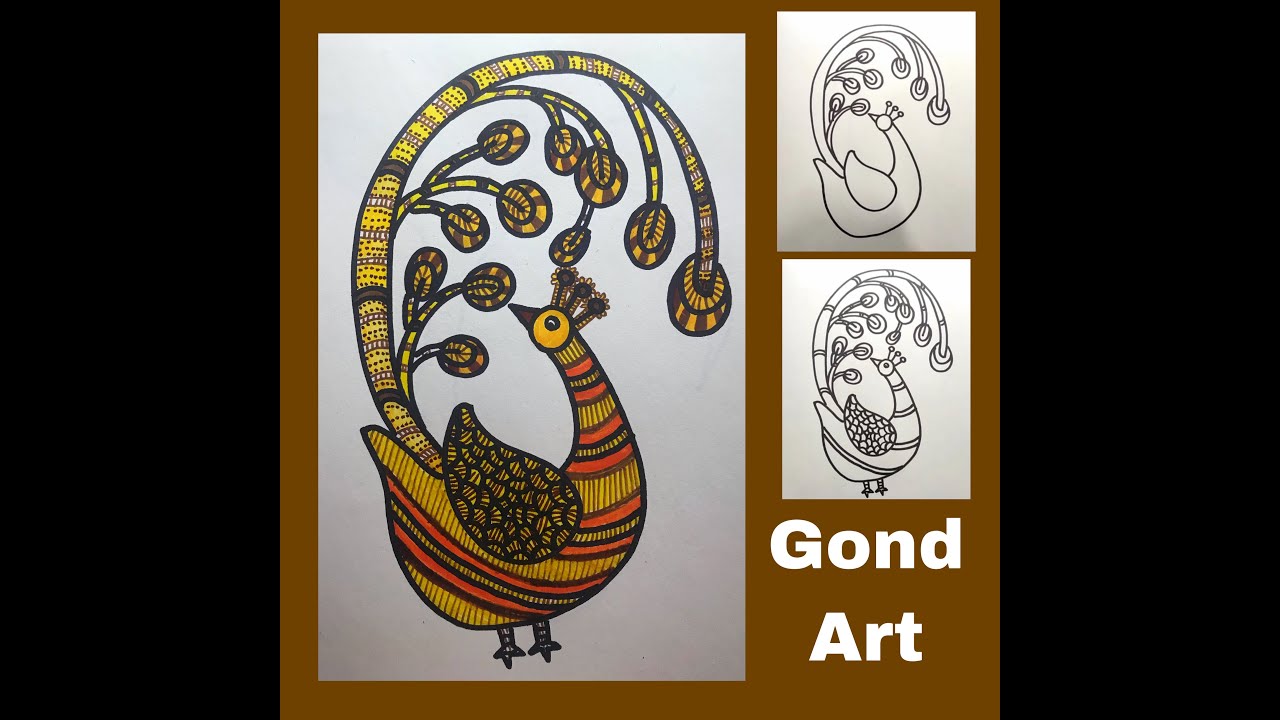 Gond art # easy step by step gond art# easy gond art drawing for kids#how to make gond art