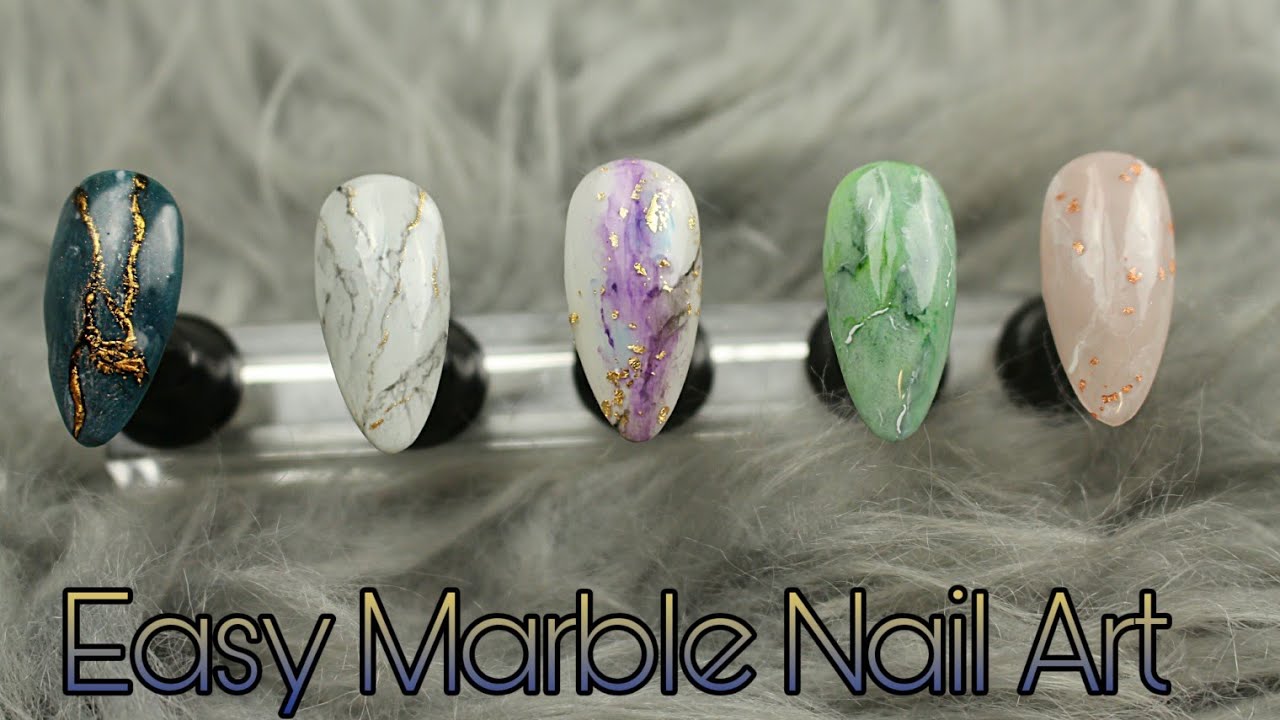 Easy Realistic Marble Nail Art | Granite, Rose Quartz & Jade Marble