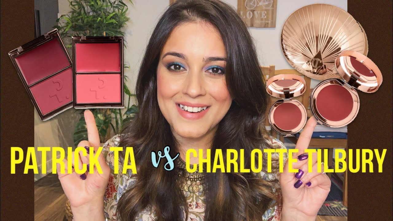 Charlotte Tilbury Tan Bronzer + Pillow Talk lip & cheek Glow | Patrick Ta comparison
