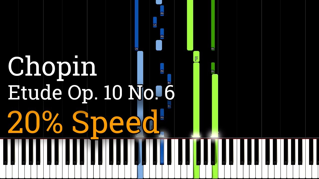 Chopin - Etude Op. 10 No. 6 (Slow Piano Tutorial) [20% Speed]