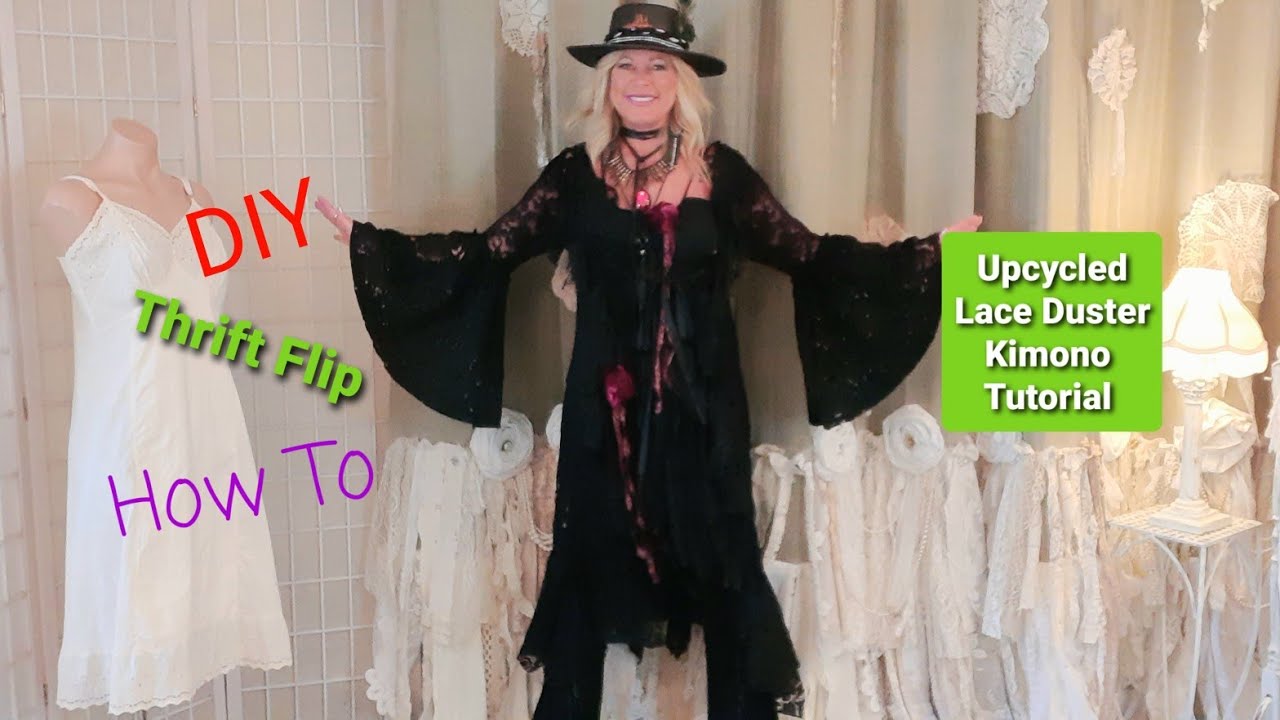 Beautiful! DIY Black Lace Duster Kimono Sewing Tutorial.