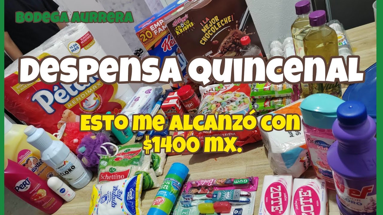 ✅️Despensa quincenal en Bodega Aurrera 🛒$1400 pesos mx. 💰💸.