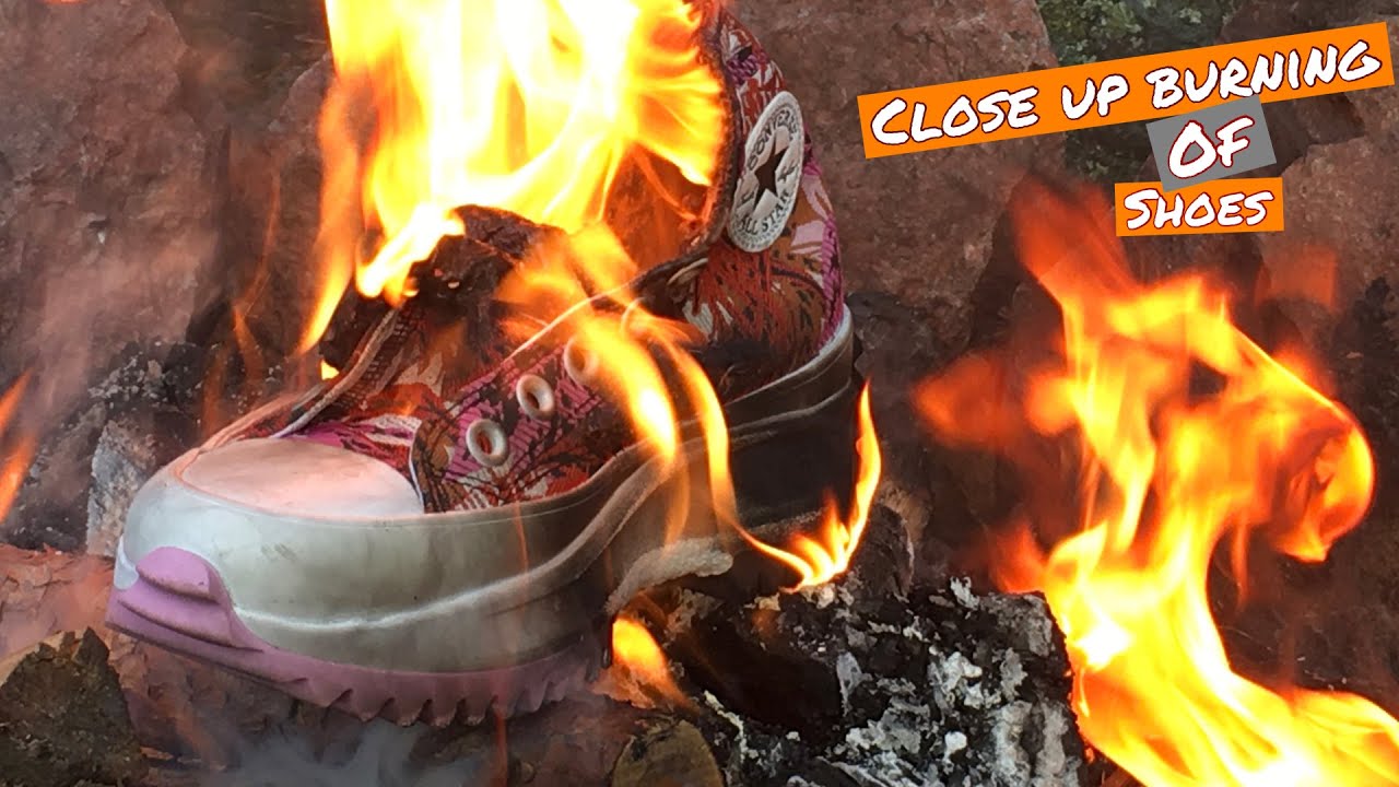 Burning shoes close up (fire stuff)
