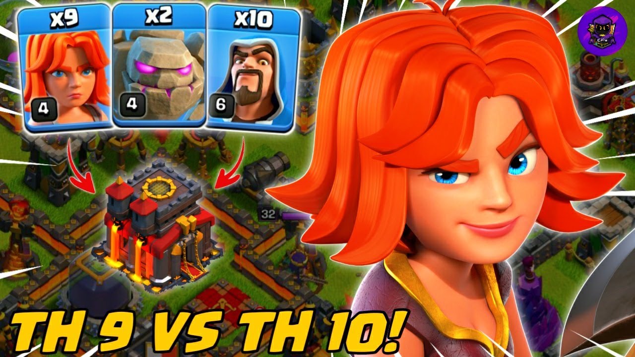 TH 9 RATAIN TH 10!! KOMBO GOLEM + WIZARD + VALKYRIE (GOWIVA) - STRATEGI TH 9 | COC INDONESIA