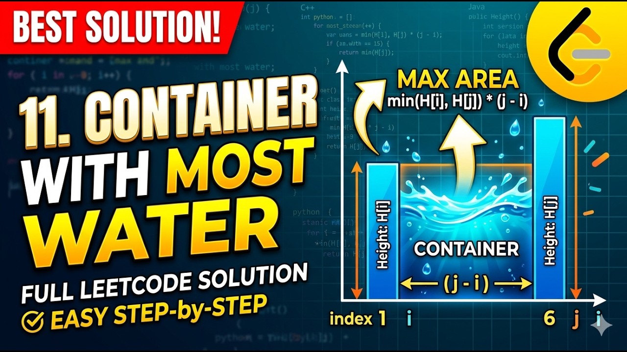 LeetCode 11 Explained: Container With Most Water | Step-by-Step Optimal Solution