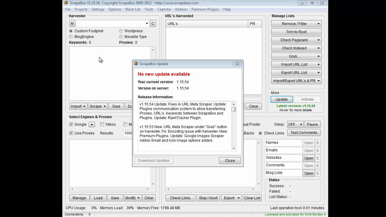Scrapebox Video Change Log .53-.54  - Meta Scraper, Rank Tracker and More