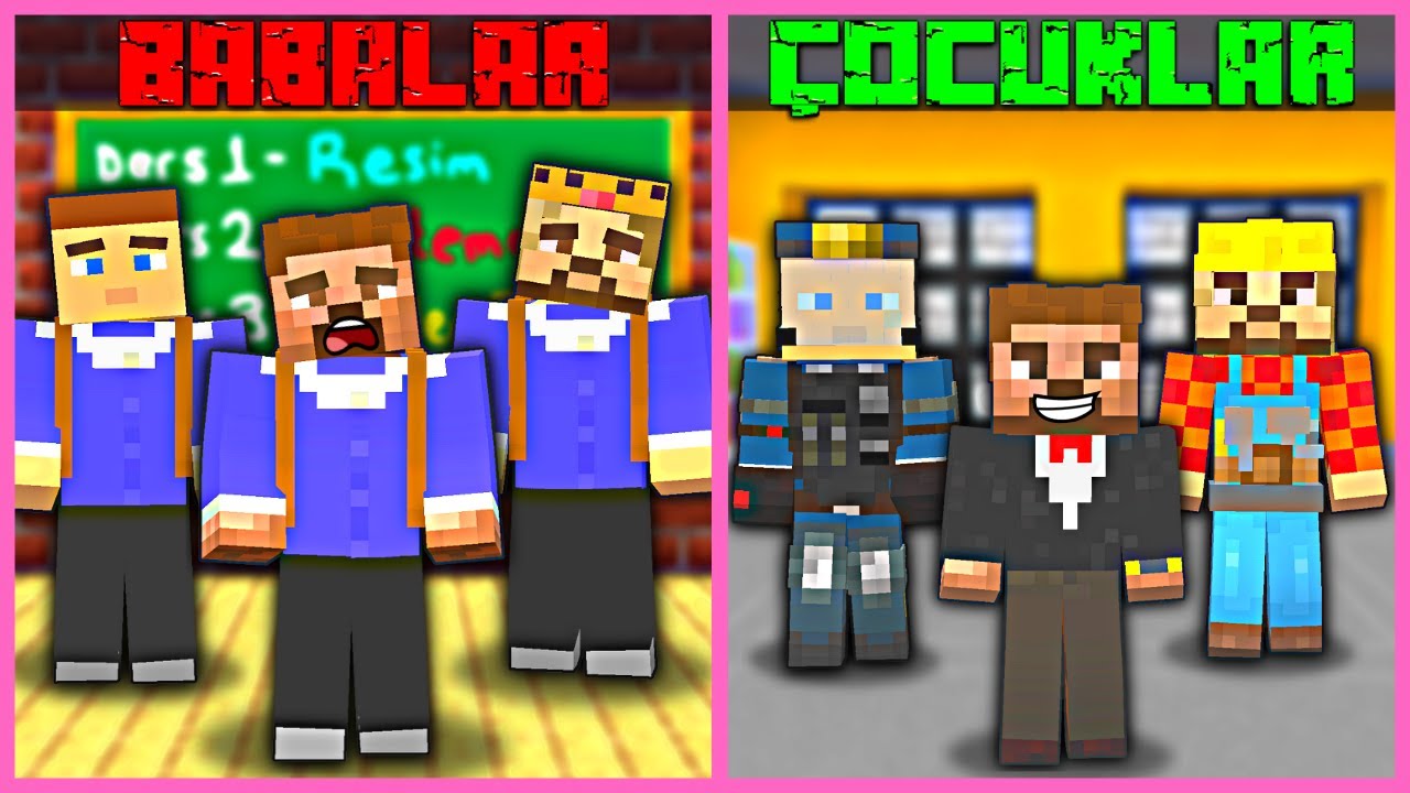 HER ŞEY TERSİNE DÖNDÜ BABALAR OKULA, ÇOCUKLAR İŞE GİTTİ! 😂 - Minecraft
