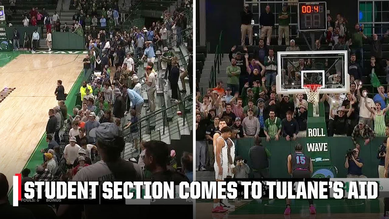 Tulane student section hustles to provide a distraction after foul call costs them game vs. FAU 👏