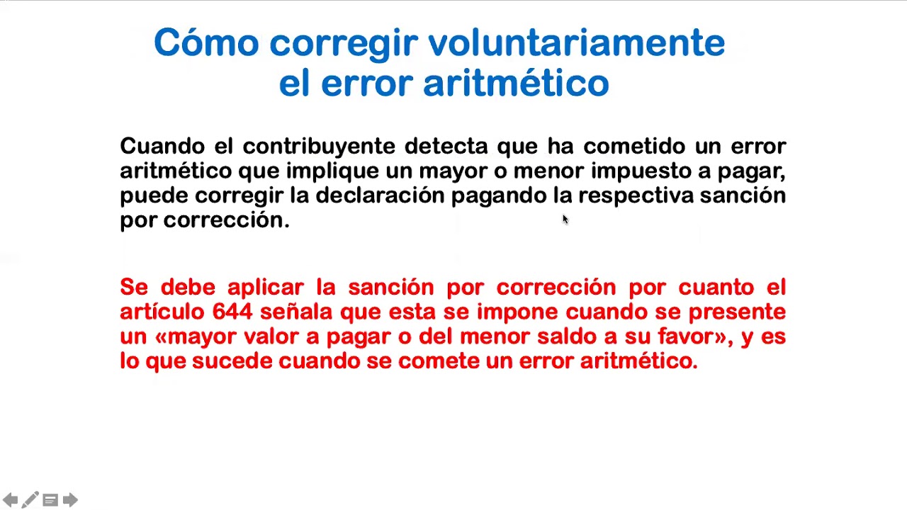 Liquidación oficial de corrección aritmética