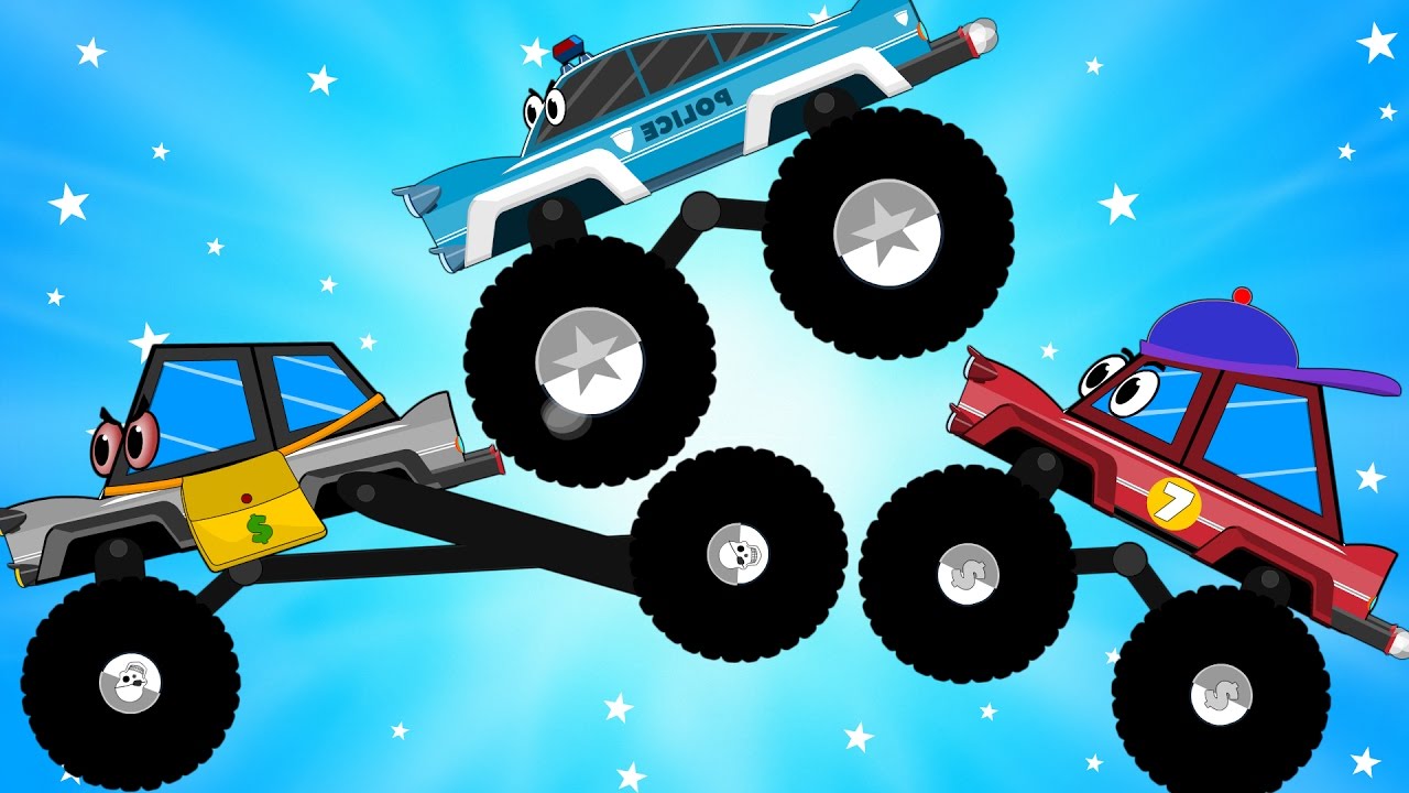 Police Chase Thief Monster Truck & Cars Garage | Evil to Good Transformation | Videos for Kids