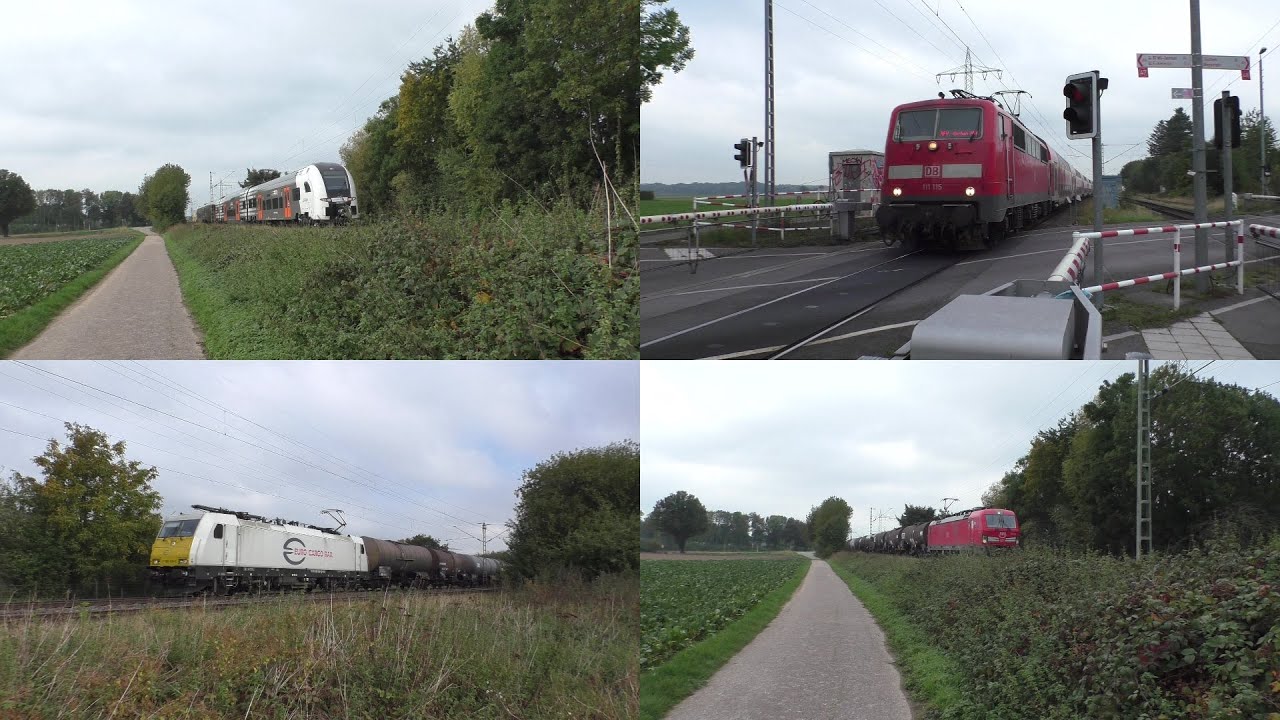 Bahnverkehr in Herrath(2020) mit Br111 + Dostos, Desiro HC, Br 425 und Güterzügen mit Br 186 und 193