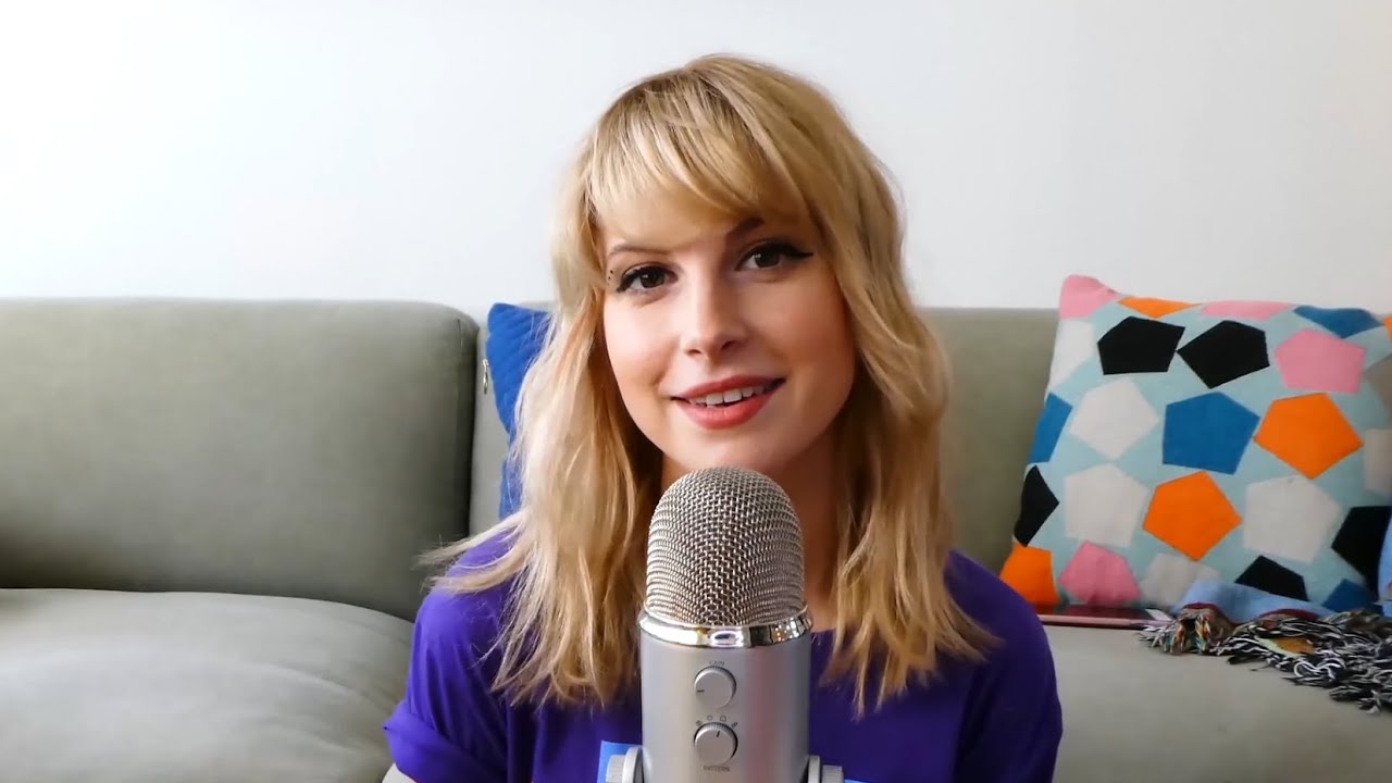 HAYLEY WILLIAMS DOES ASMR FOR 4 MINUTES  WHISPERING, NAIL TAPPING, CRUNCHING, UNBOXING