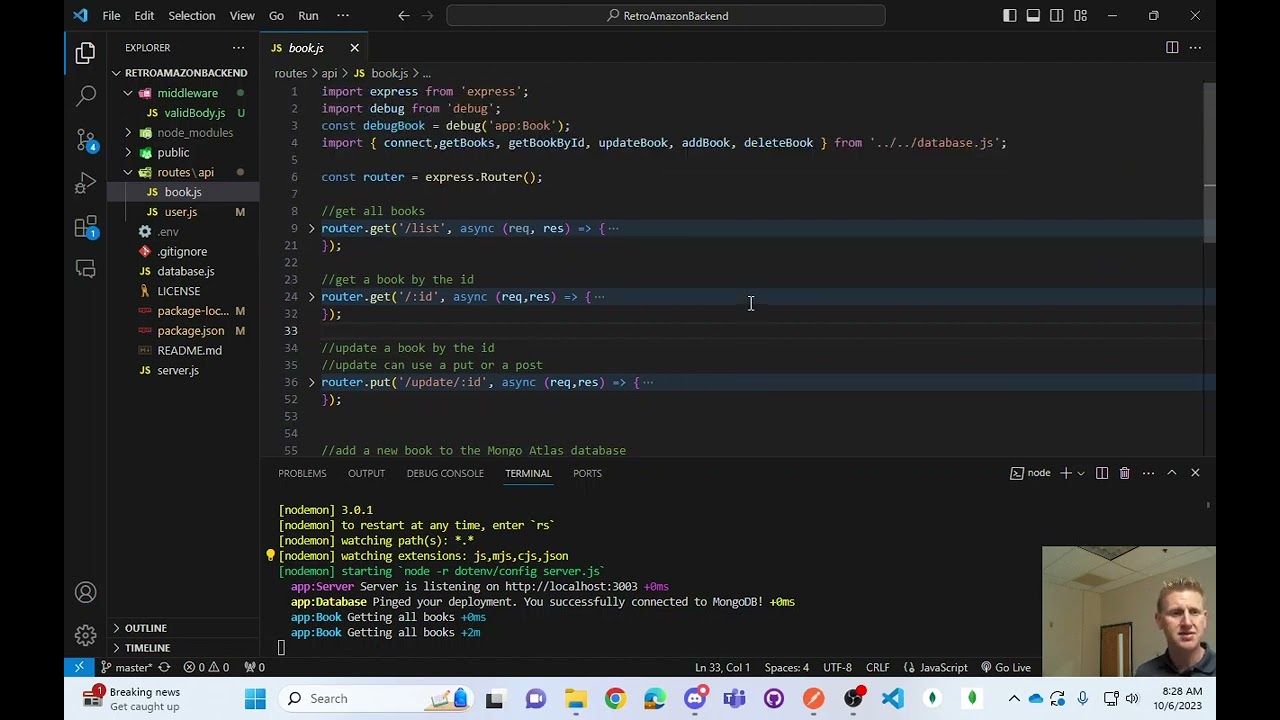 Adding Joi validation to express.js on our Retro Amazon project
