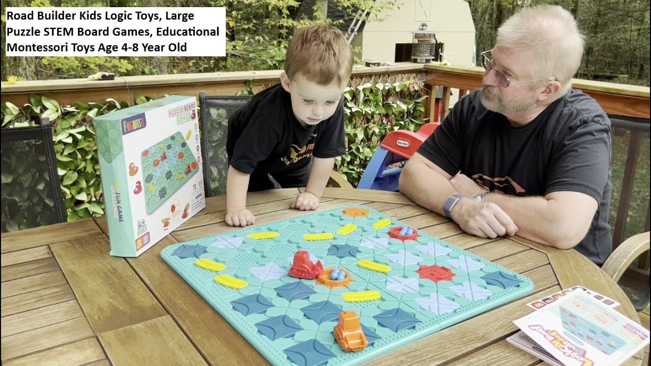 Road Builder Kids Logic Toy, Large Puzzle STEM Board Game, Educational Montessori Toy