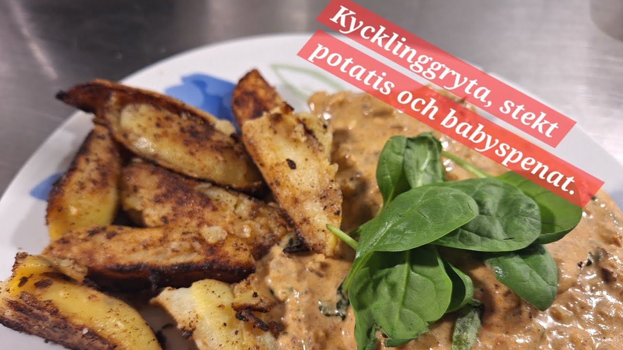 Kycklinggryta, potatis och babyspenat. 