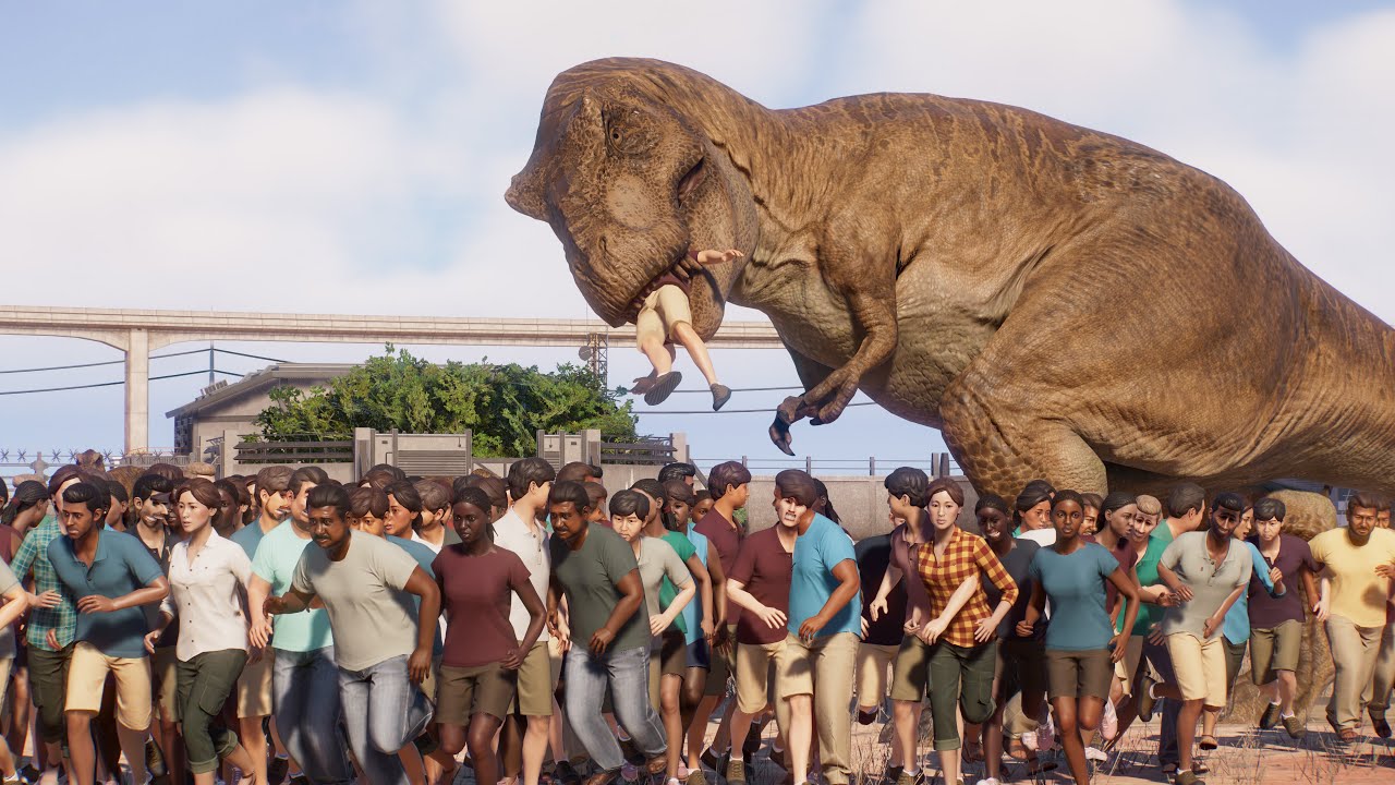 1000 PEOPLE TRAPPED WITH 10x TREX - Jurassic World Evolution 2