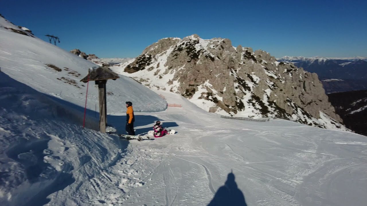 [4K] Red+Black Ski Piste in Nassfeld from Rudnigsattel to Zweikofelbahn, Austria