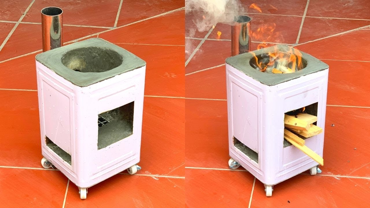 How To Make Smoke-Free Firewood Stoves with Cement and Iron Barrels Old