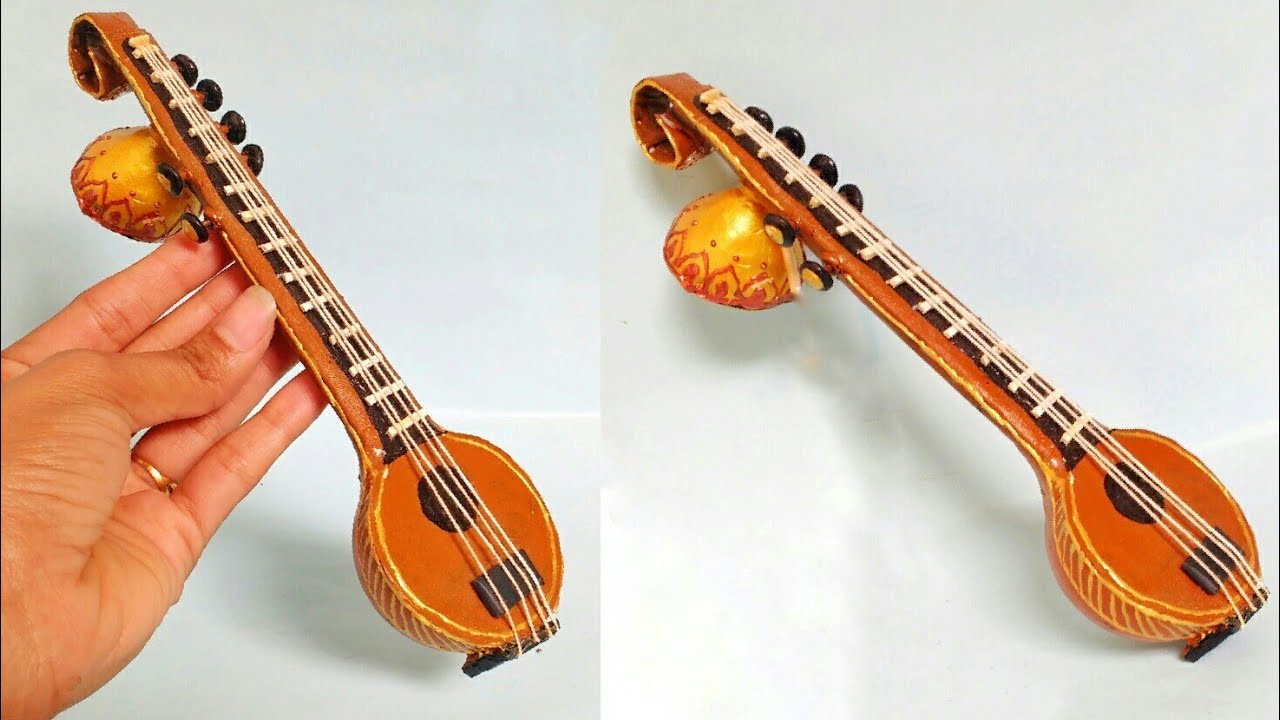 Miniature Veena Making | How To Make | Indian Musical Instruments | DIY-Creative Craft Punekar Sneha