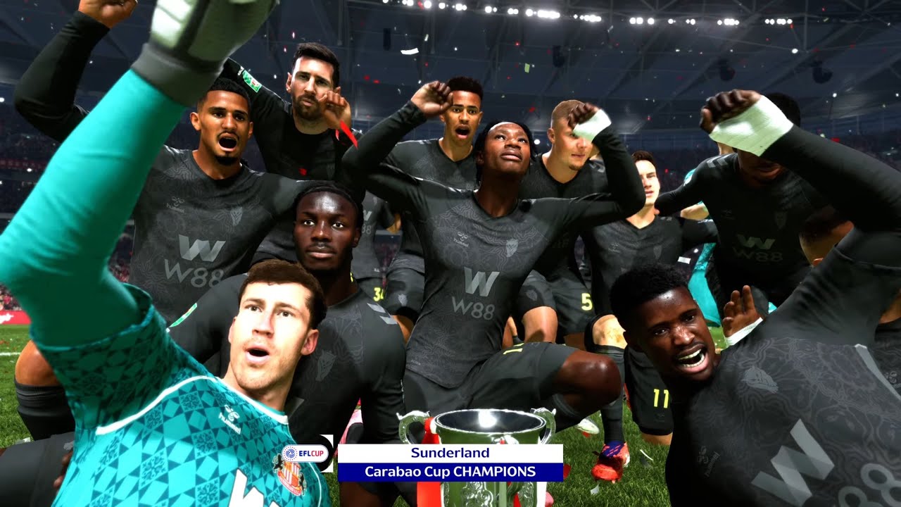 EA SPORTS FC 26 Sunderland winning the Carabao cup Final