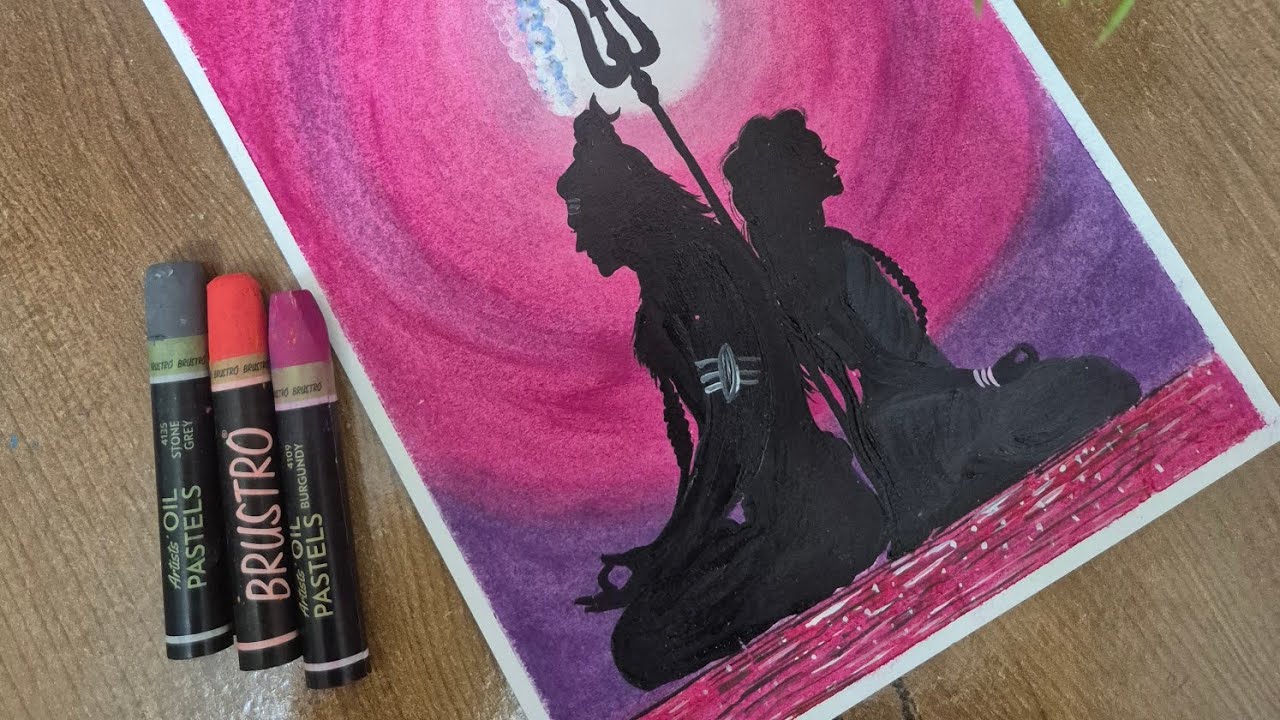  Lord Shiva Meditation Drawing | Easy Oil Pastel Sunset Art 🕉️ #art #oilpastels #artcommunity 