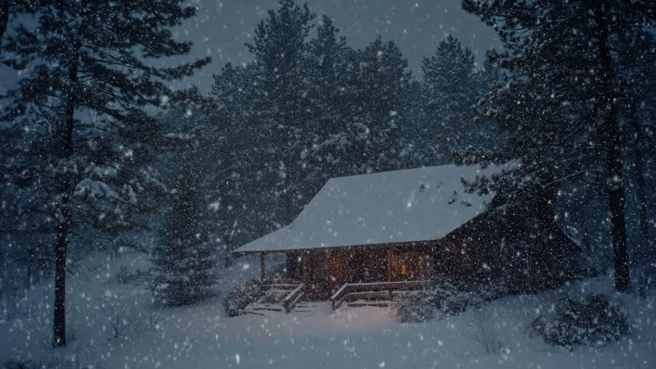 3 Hours of Heavy Snowfall in the Forest 🌲 Relaxing Jazz & Blizzard Sounds for Studying