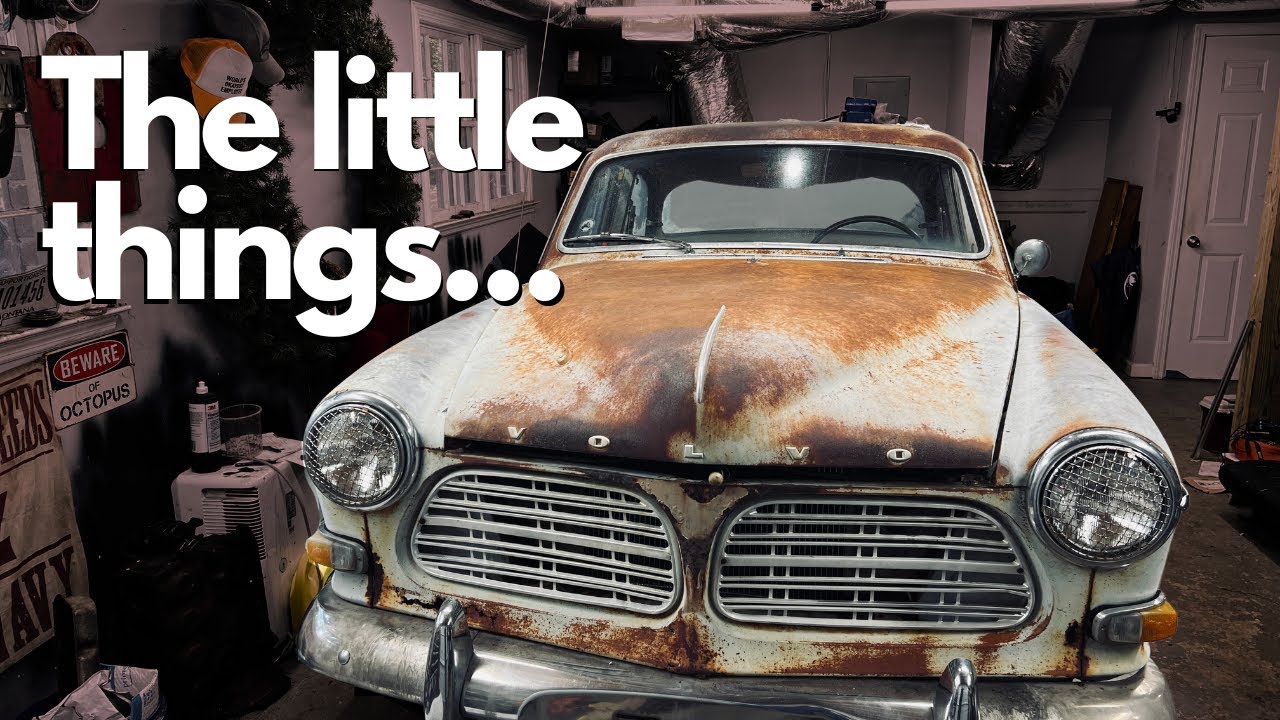 Abandoned 1967 Volvo 122s Amazon Hood release, radiator mounts, steering column, grille clips