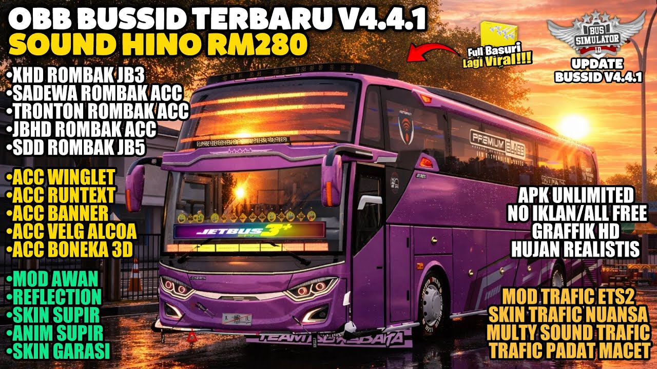 UPDATE OBB BUSSID TERBARU V4.4.1 SOUND HINO RM280 | GRAFFIK HD | BUSSID UNLIMITED V4.4.1