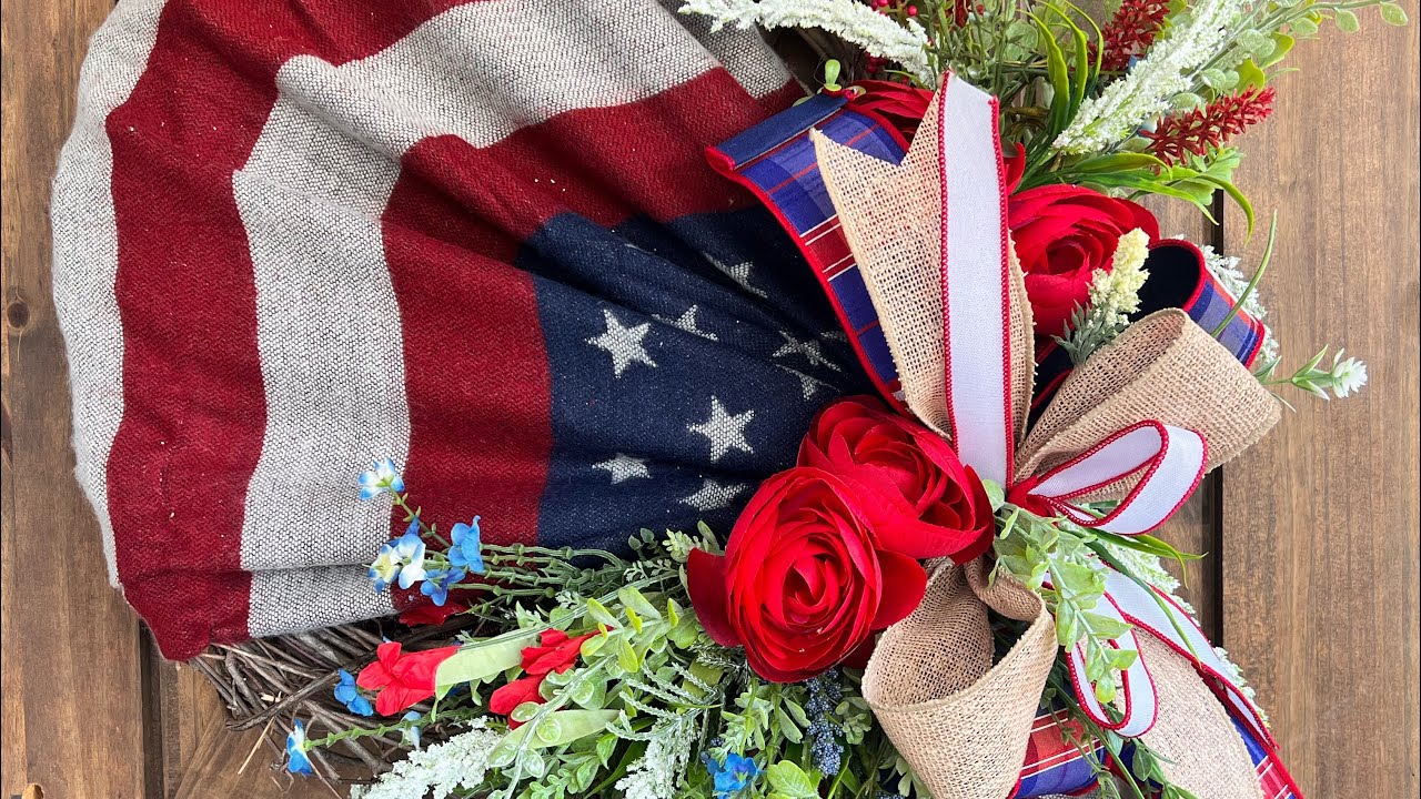 DIY Patriotic Scarf Grapevine Wreath