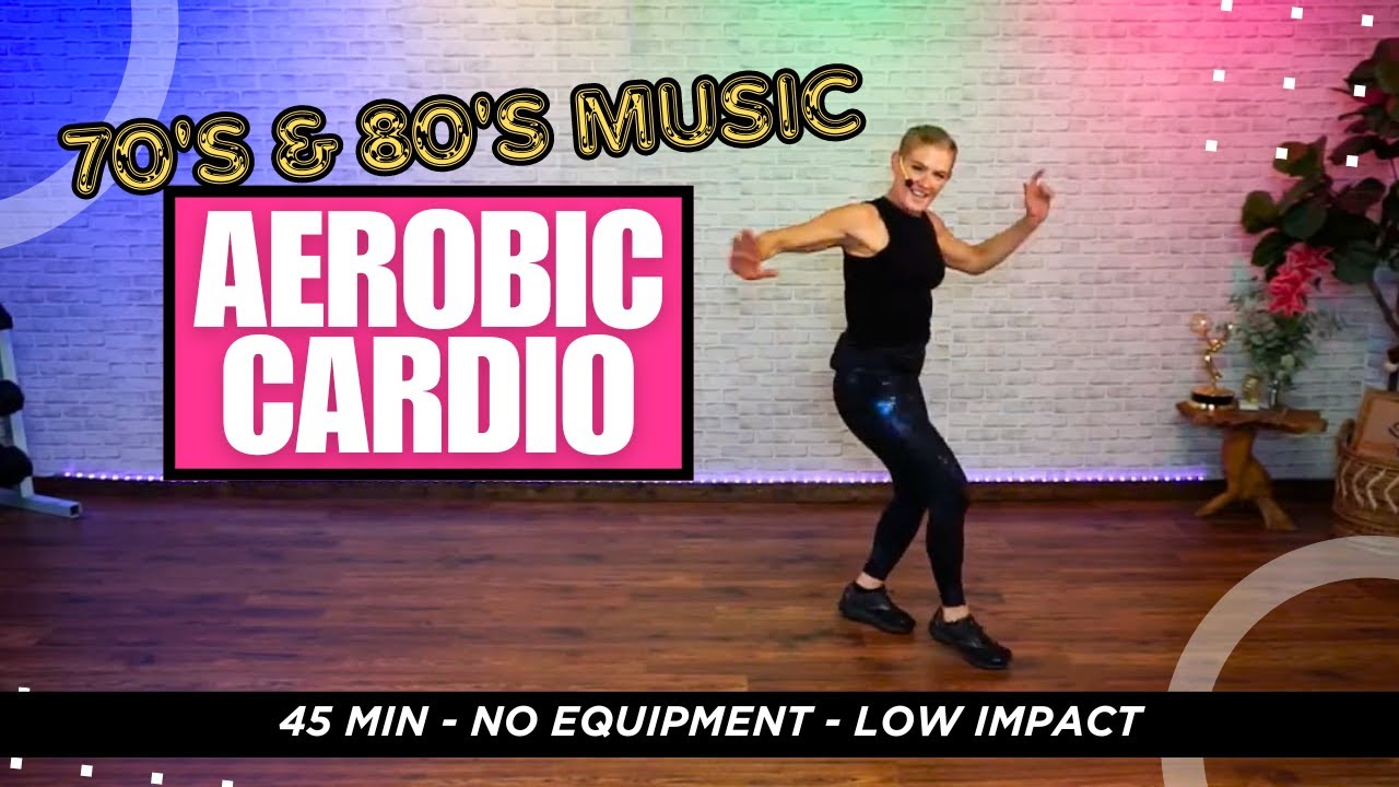 45 Min - 70's & 80's CARDIO AEROBICS WORKOUT! - Low impact or High