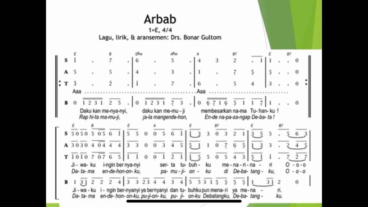 Arbab (cipt. Drs. Bonar Gultom) - notasi Alto