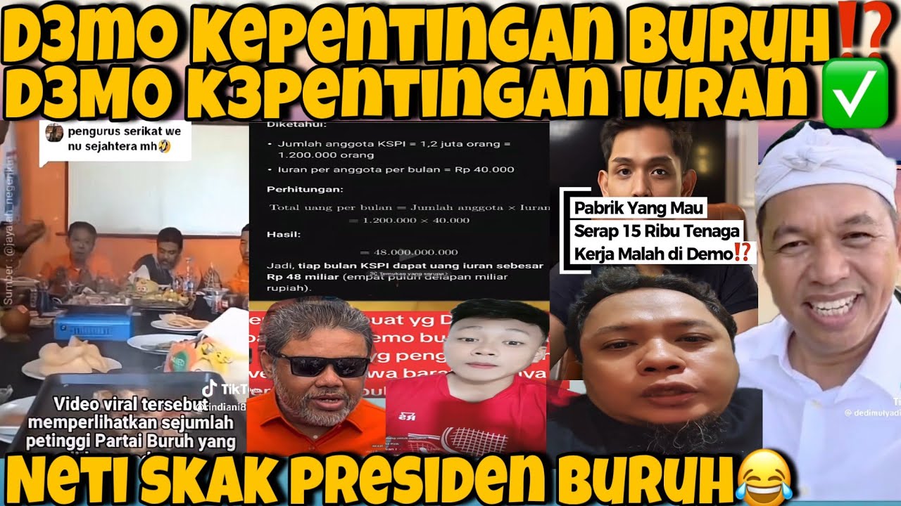NETI SKAK ‼️PRESIDEN BURUH ! GILIRAN URUSAN UPAH L4NTANG ! GILIRAN PHK M4SAL TERIAK KDM WKWK