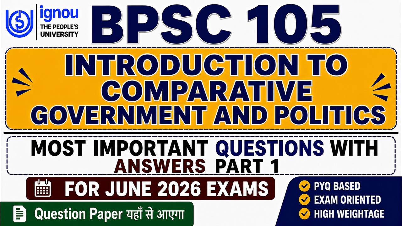 BPSC 105 Important Questions June 2026 in English | IGNOU BPSC 105 Question Paper 2026 Exam