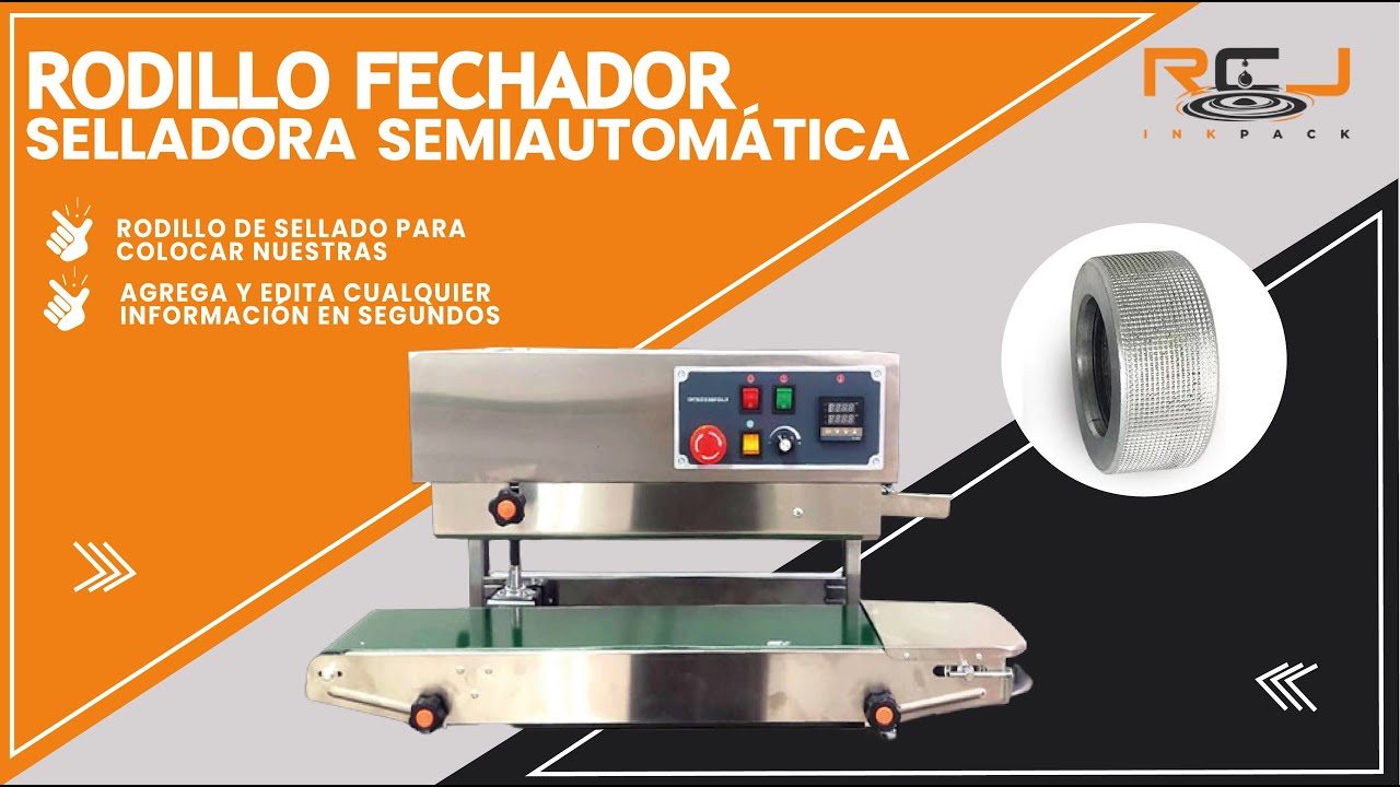 Selladora semiautomática, colocar fechas con el rodillo fechador