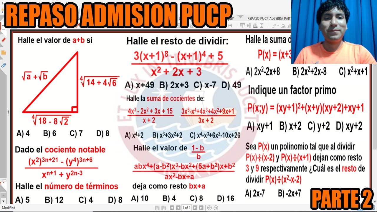 REPASO ADMISION PUCP PARTE 2 (ALGEBRA)