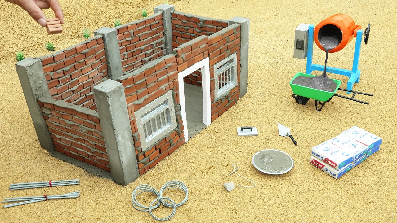 diy mini cemented house construction science project | bricks house making ‪@DIYMachinery