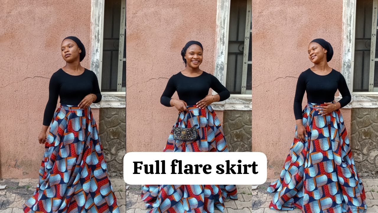 How to Cut and Sew a Full Classic Flare Skirt [360 degree] || step by step guide