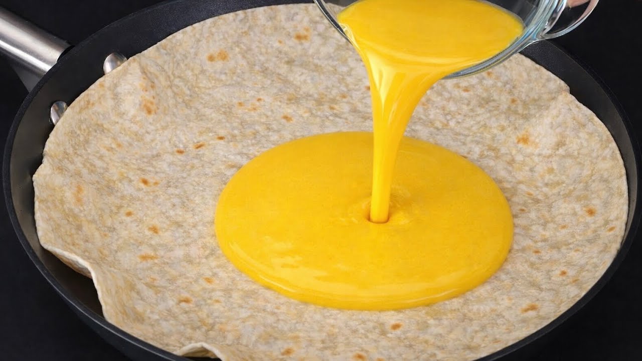 Gieße 3 Eier auf eine Tortilla – besser als Pizza! Geheimrezept meiner Mutter!