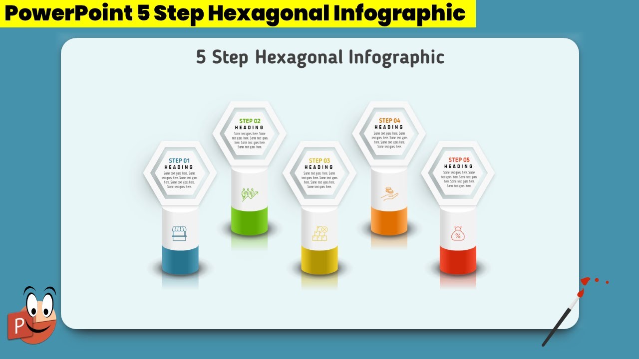 71.PowerPoint Presentation with 5 Step Hexagonal Infographic Design |Business|Free PPTX Download