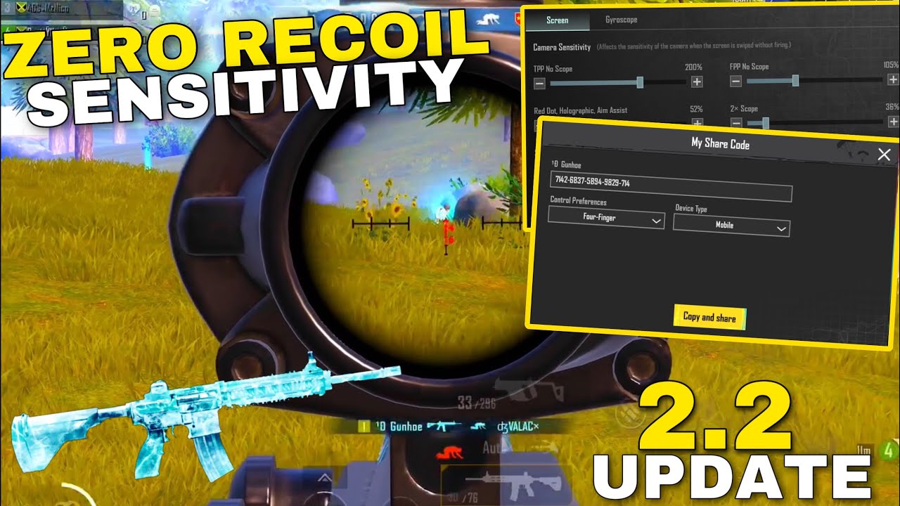 New Update 2.2 😱 PUBG Mobile Sensitivity Settings Code + Control Setting | Zero Recoil Sensitivity