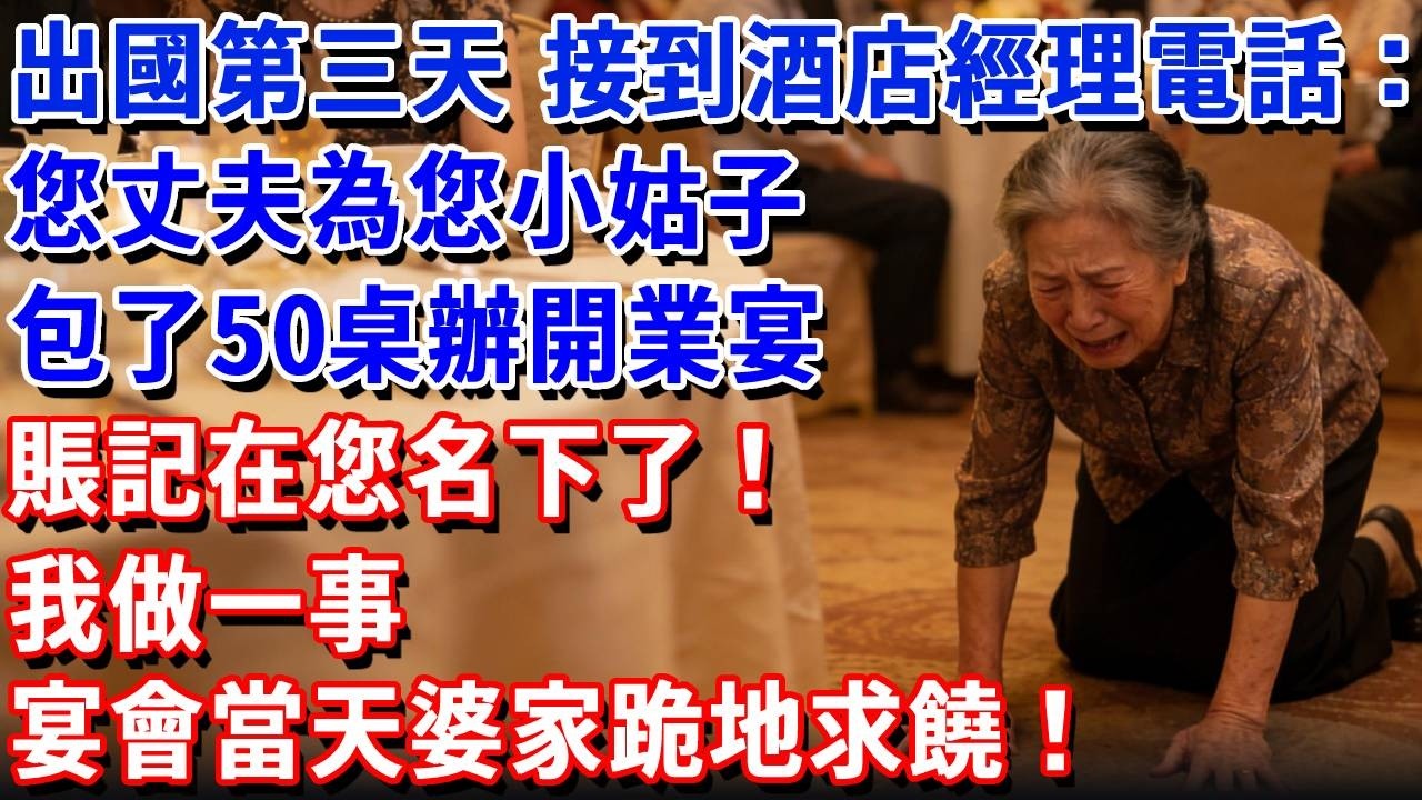 出國培訓第三天，接到酒店經理電話：您丈夫為您小姑子包了50桌辦開業宴，賬記在您名下了！我做一事宴會當天婆家跪地求饒！#小魚故事會#為人處世#人生感悟#中老年生活