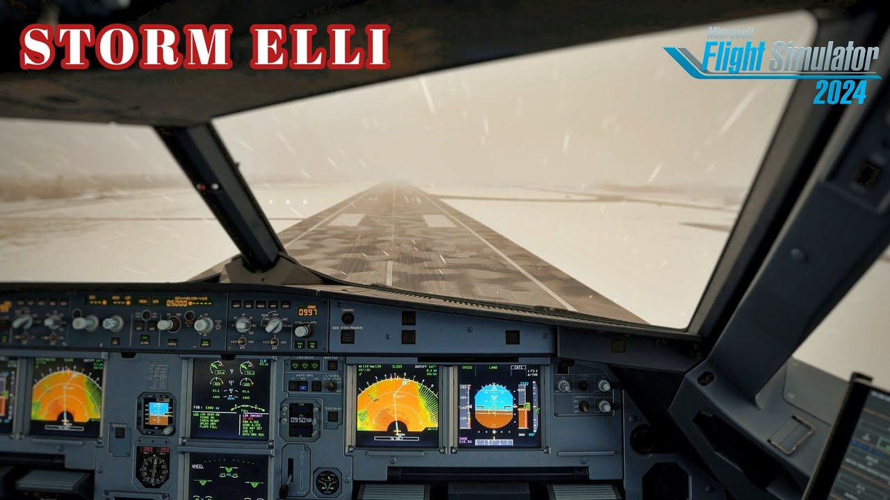 POV Cockpit landing while STORM ELLI | Hamburg | MSFS2024