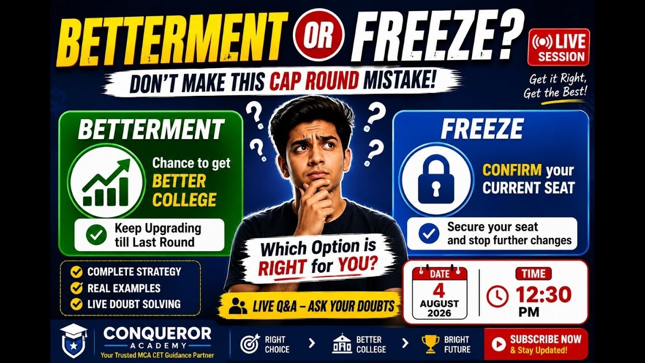🔥 Betterment or Freeze? Don't Make This CAP Round Mistake! | MAH MCA CET 2026 Live