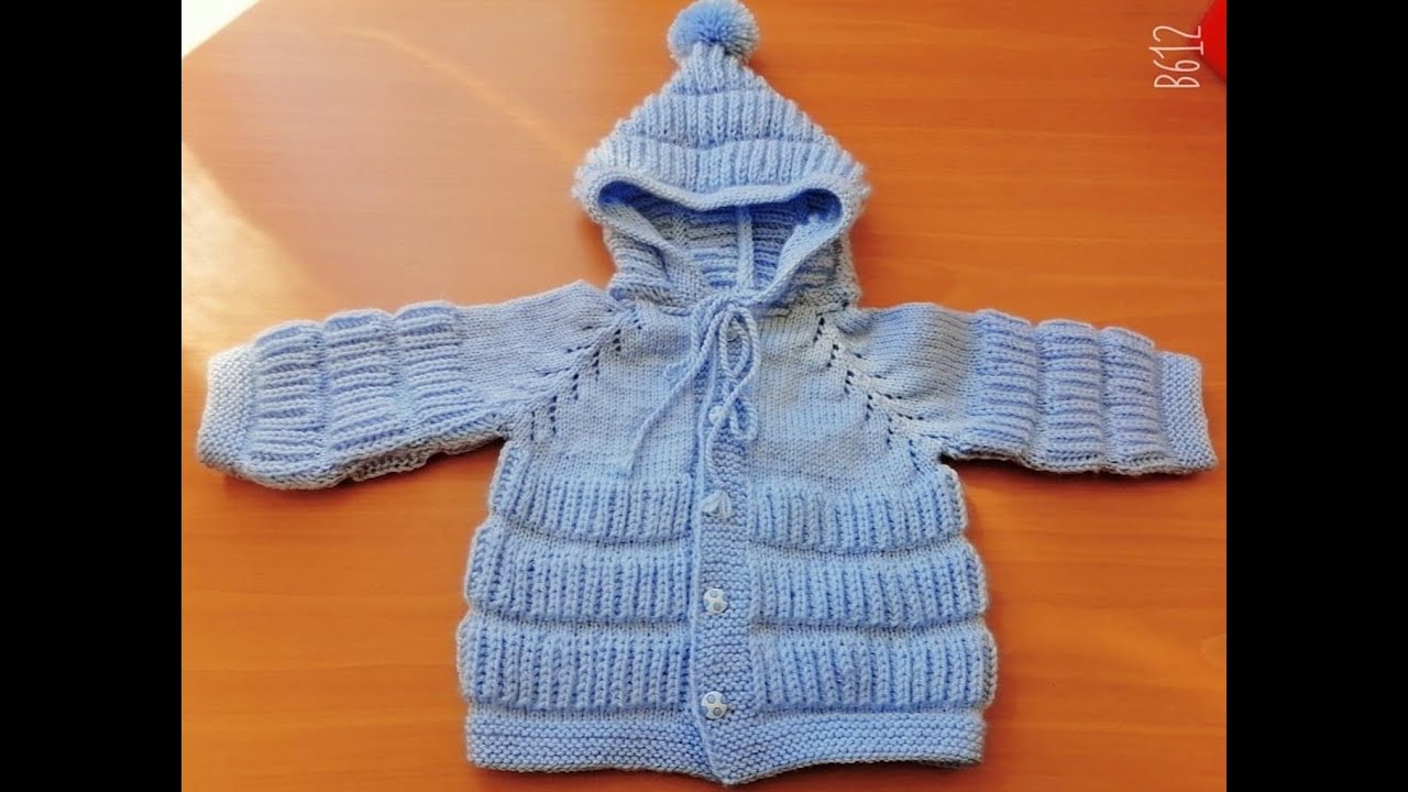 SAQUITO CON CAPUCHA PARA BEBÉ 1 A 4 MESES TEJIDO EN 2 AGUJAS💕 PARTE 1