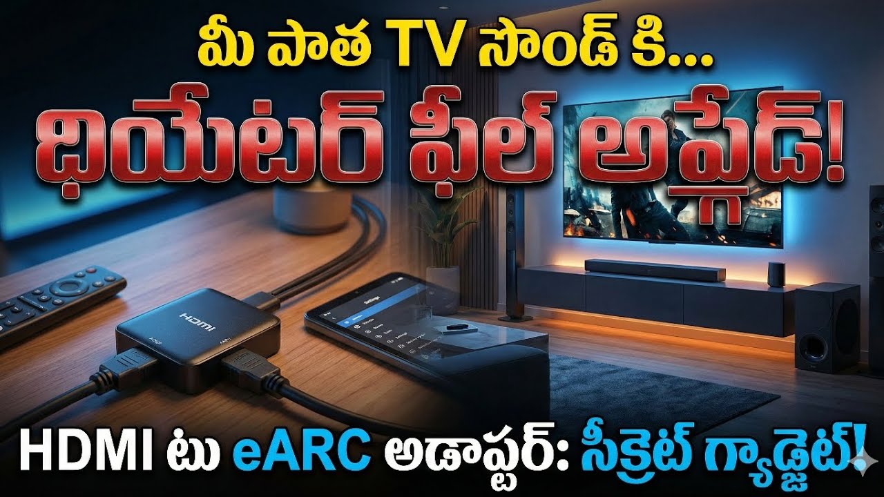 HDMI to eARC Adapter Explained Telugu | Old TV lo Theatre Sound Ela?
