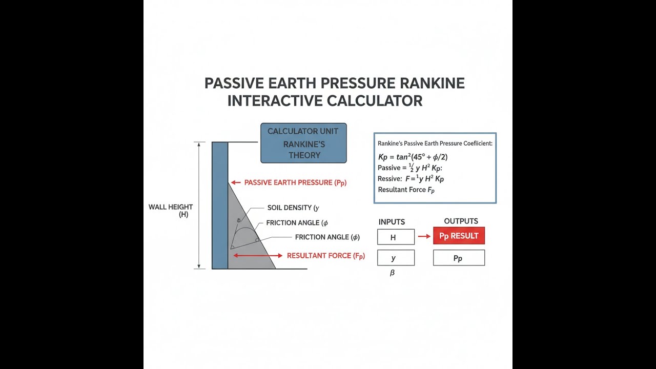 Passive Earth Pressure Rankine Interactive Calculator - Instructions Video